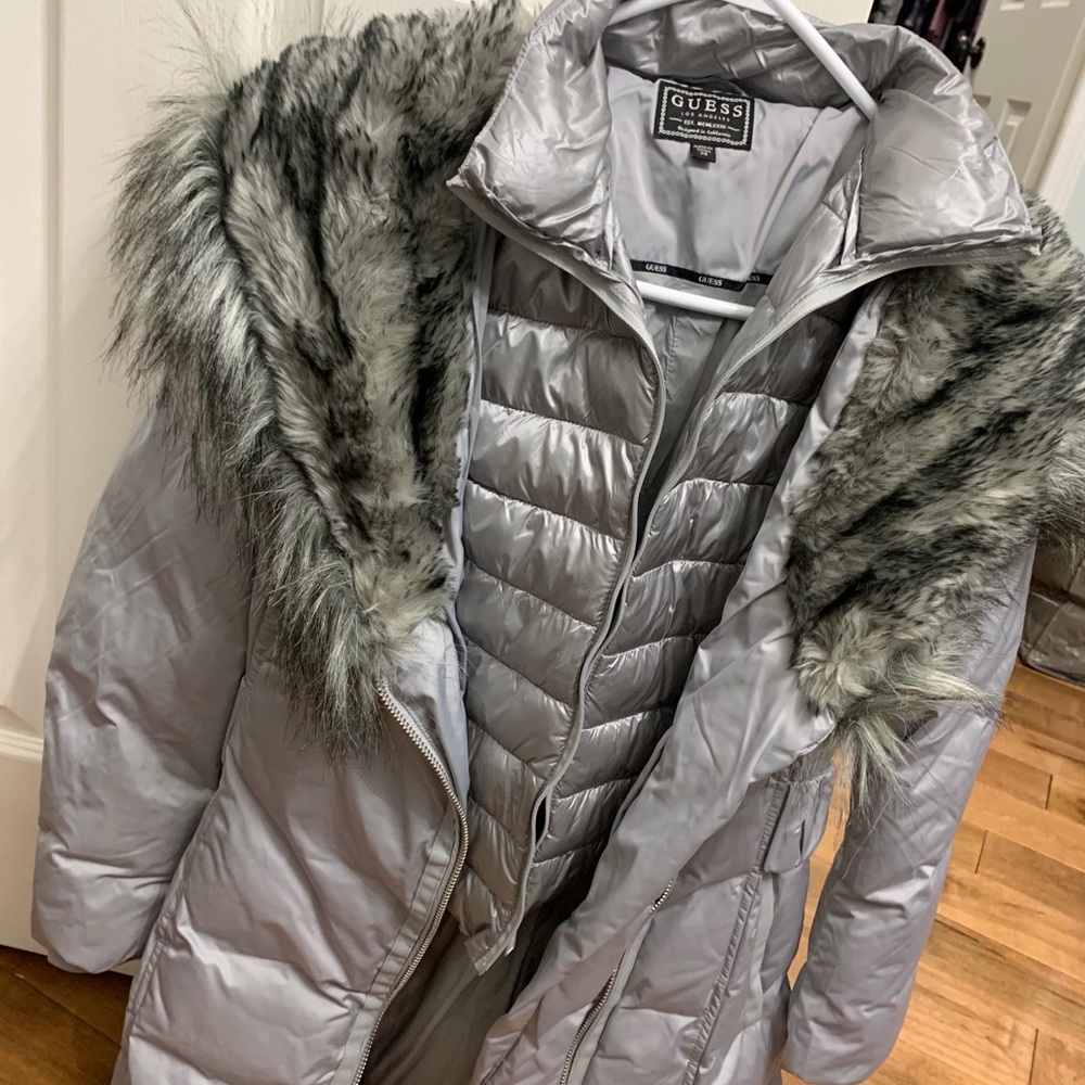 Silver GUESS Winter Jacket with inner vest